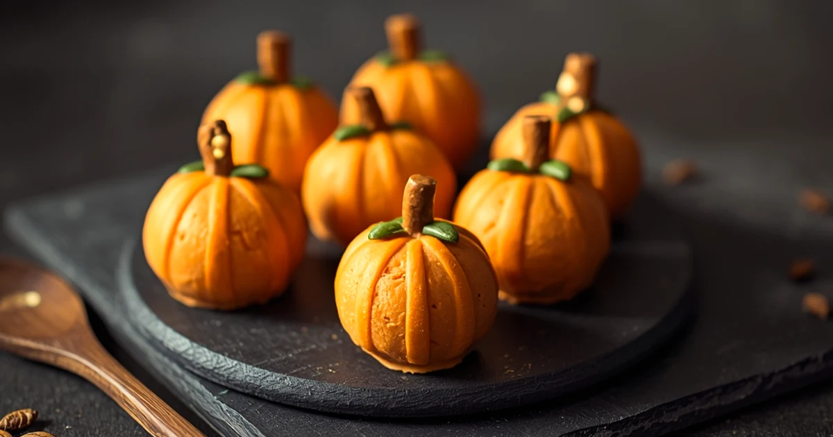 Bouchées fondantes au biscuit cacao et courge en forme de citrouille