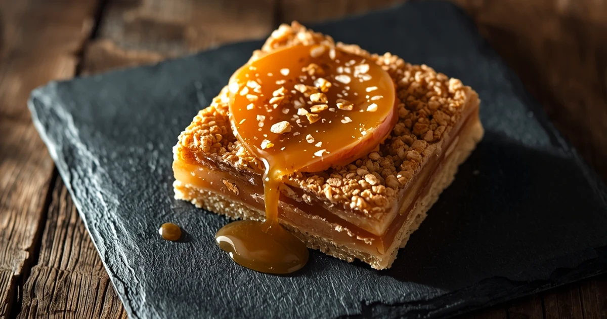 Carrés fondants aux pommes épicées et sauce caramel au beurre salé