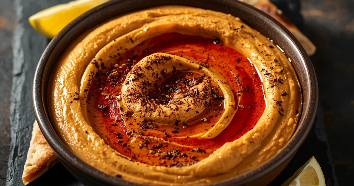 Houmous maison ultra crémeux à la harissa et au cumin
