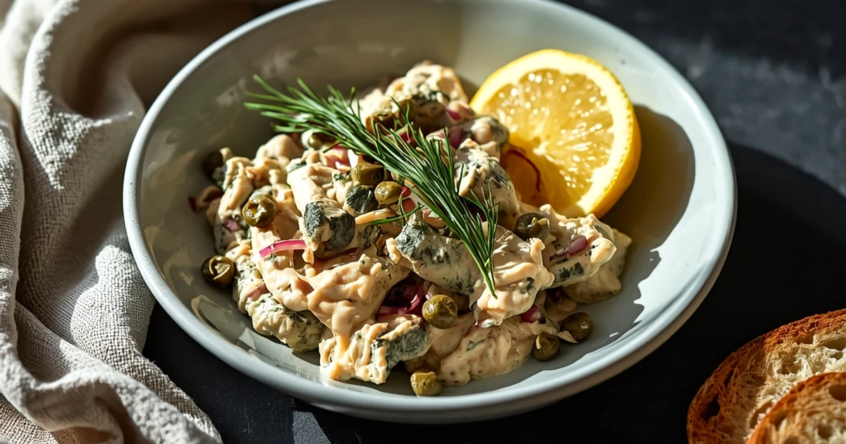 Salade crémeuse de sardines au citron, câpres et aneth fraîche