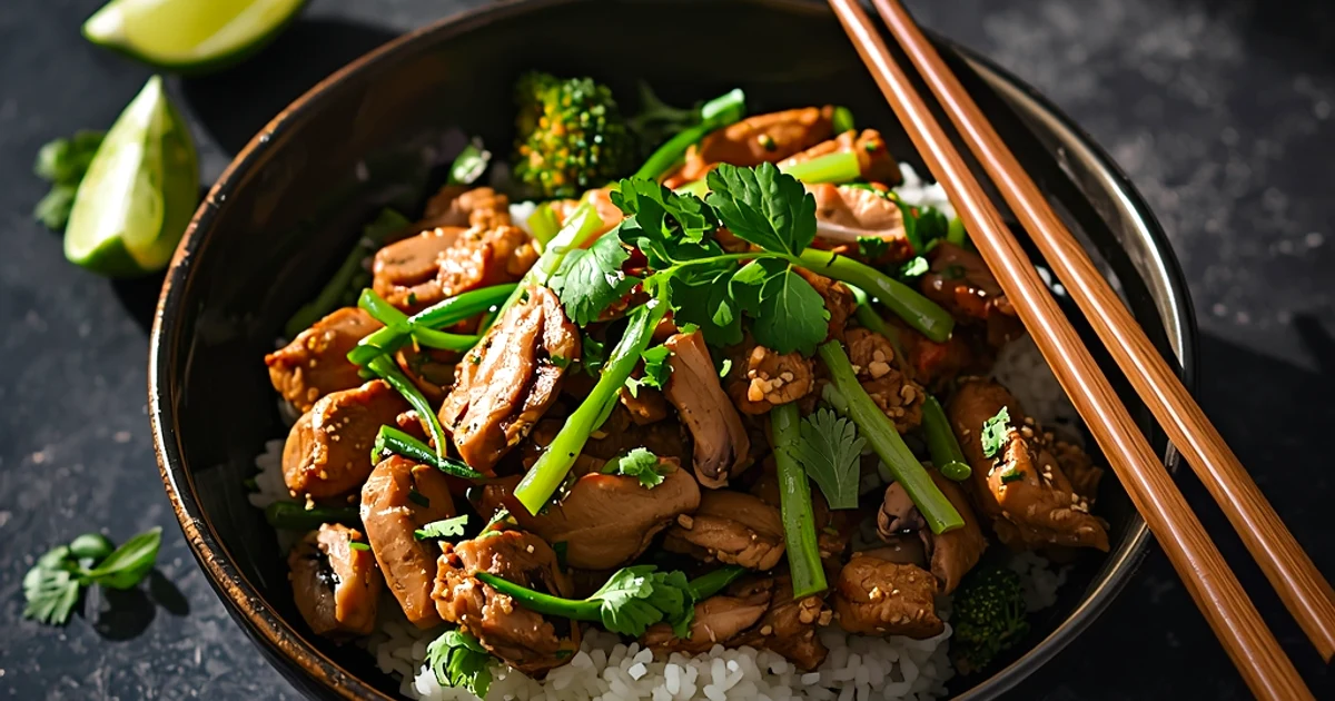 Sauté de poulet haché aux légumes croquants et herbes fraîches
