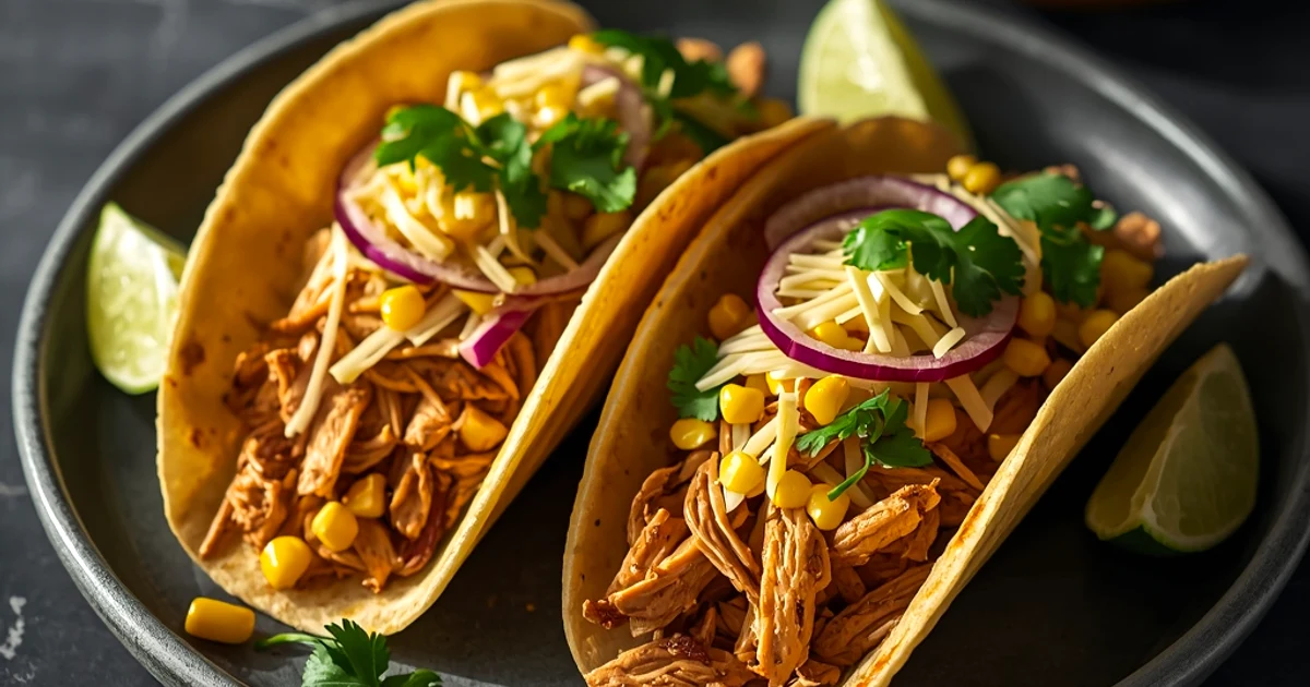 Tacos au poulet effiloché fondant à la sauce salsa parfumée