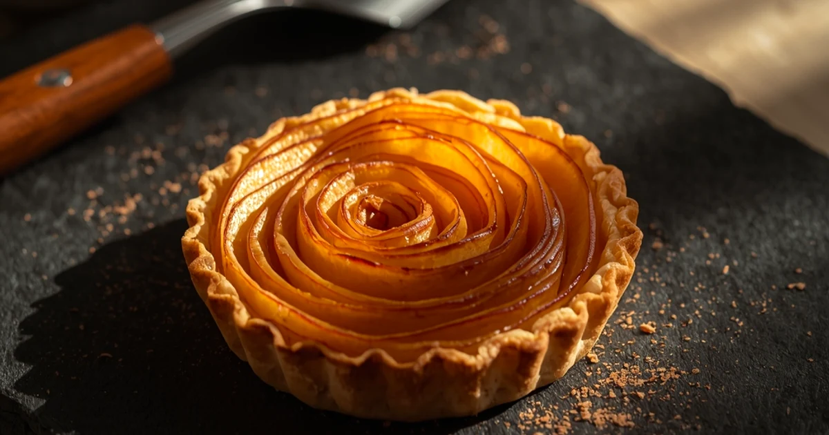 Tarte renversée aux pommes caramélisées au miel et pâte feuilletée