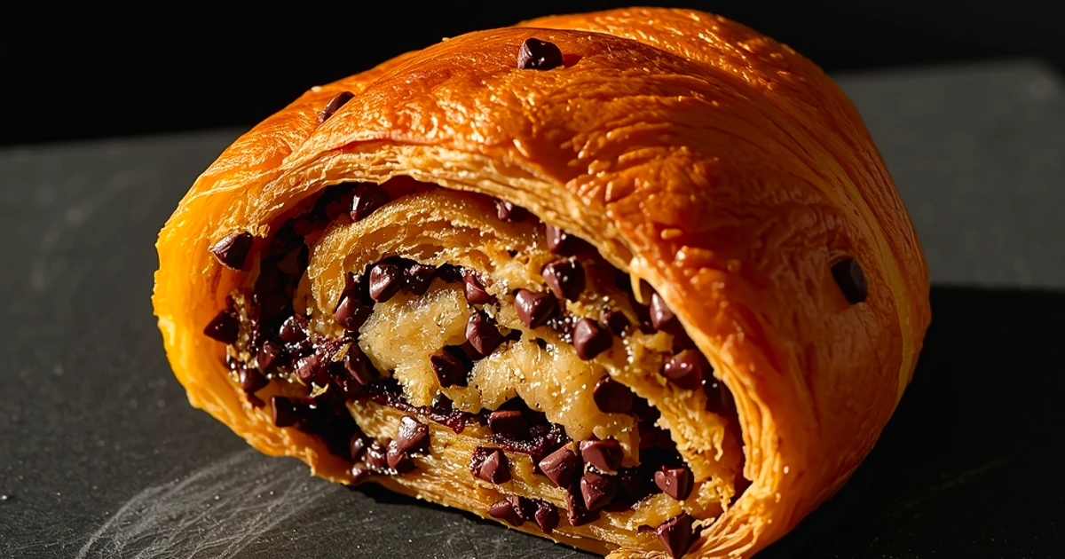 Viennoiseries roulées feuilletées à la pâte à biscuit aux pépites de chocolat